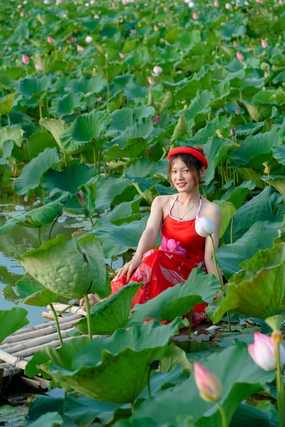 夏日荷塘性感少女写真艺术摄影图片